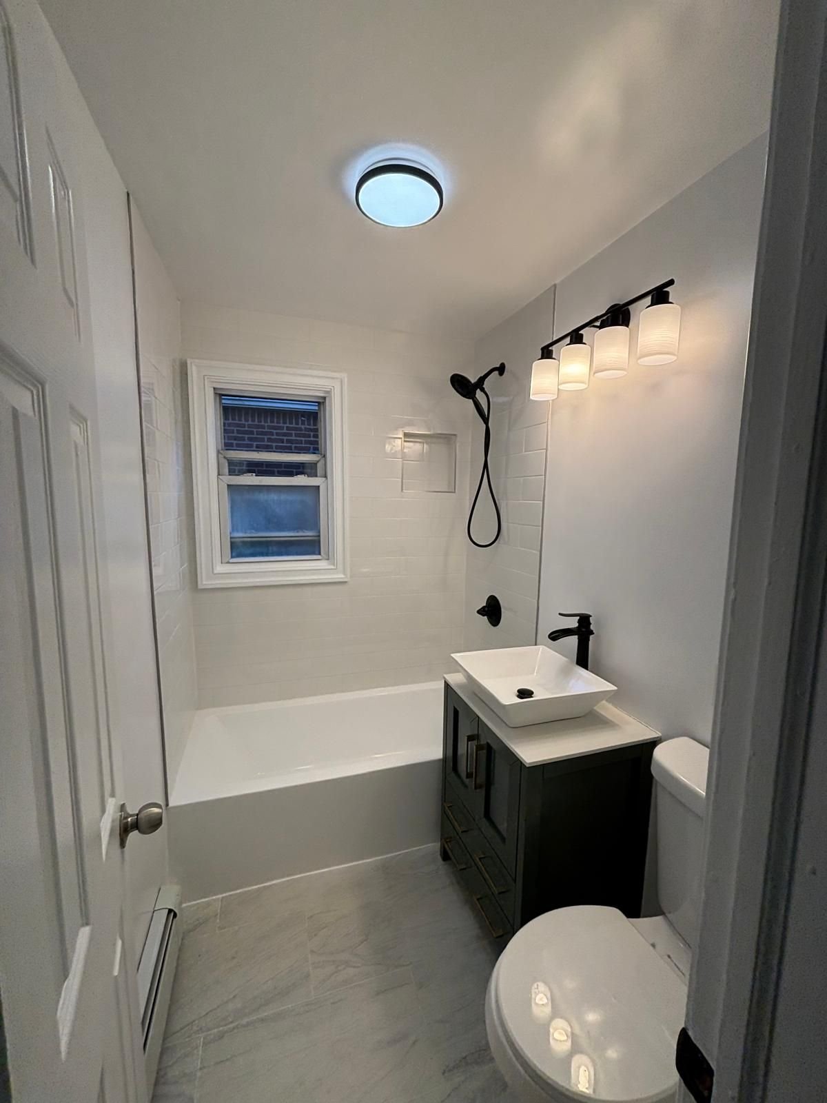 Freshly painted bathroom, ready for move-in